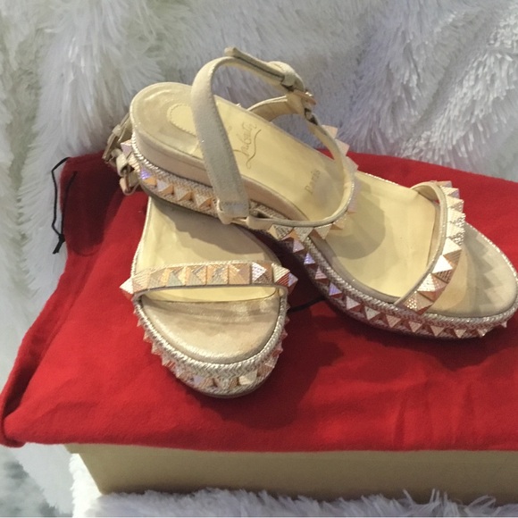 Christian Louboutin Shoes - Christian Louboutin Beige Studded Sandals